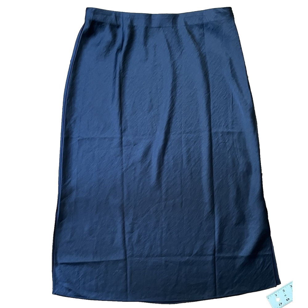 Universal Standard Black Midi Slip Skirt Minimal Classic Chic Luxe, Size XS (12)